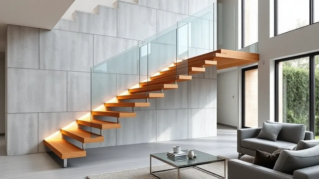 escalier bichat verre et bois moderne