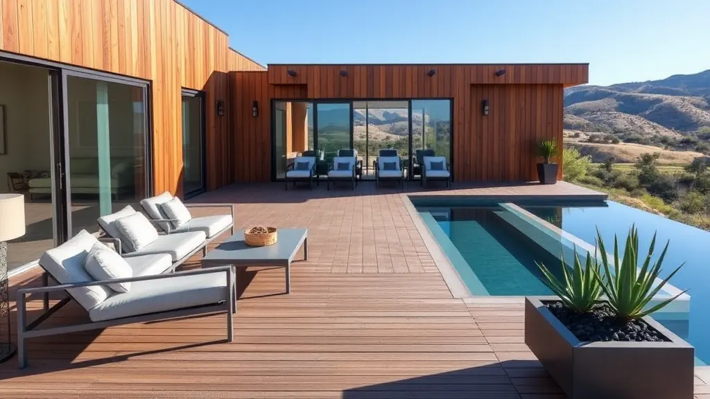 terrasse bois avec piscine